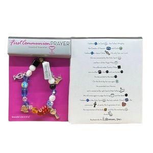 2006 Roman First Communion Prayer Beaded Bracelet w/Verse Card Size 6 - 6.5" NEW